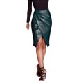 thumbnail image 1 of Herrnalise Women Ladies High Waist And Knee Skirt Front Split Sexy Hip Bottom Leather Skirt, 1 of 7