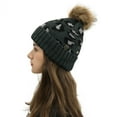thumbnail image 1 of Herrnalise Women Leopard Stitching Outdoor Plush Hats Crochet Knit Button Beanie Cap, 1 of 3