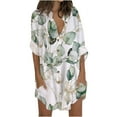 thumbnail image 1 of ！Herrnalise Women Long Sleeve V-neck Dress Europe and the United States new loose home wear casual printing buttons long-sleeved pockets S-3XL, 1 of 6