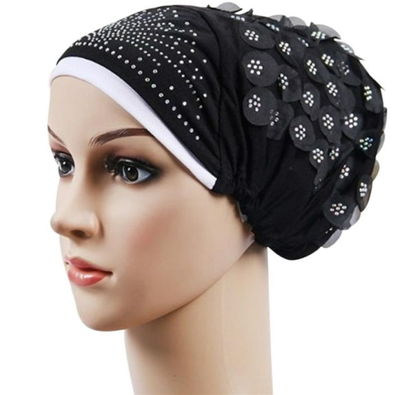 Herrnalise Women Muslim Stretch Turban Hat Chemo Cap Hair Loss Scarf Wrap Hijib Cap