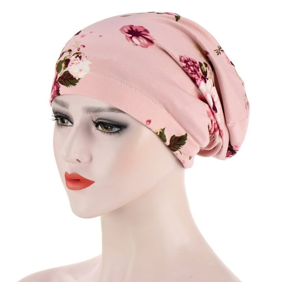 Herrnalise Women Print India Hat Muslim Ruffle Chemo Hat Beanie Wrap Cap