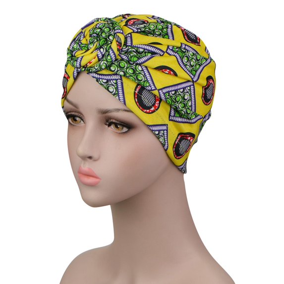 Herrnalise Women Print Indian Hat Muslim Stretch Turban Hat Chemo Cap Scarf Wrap Cap
