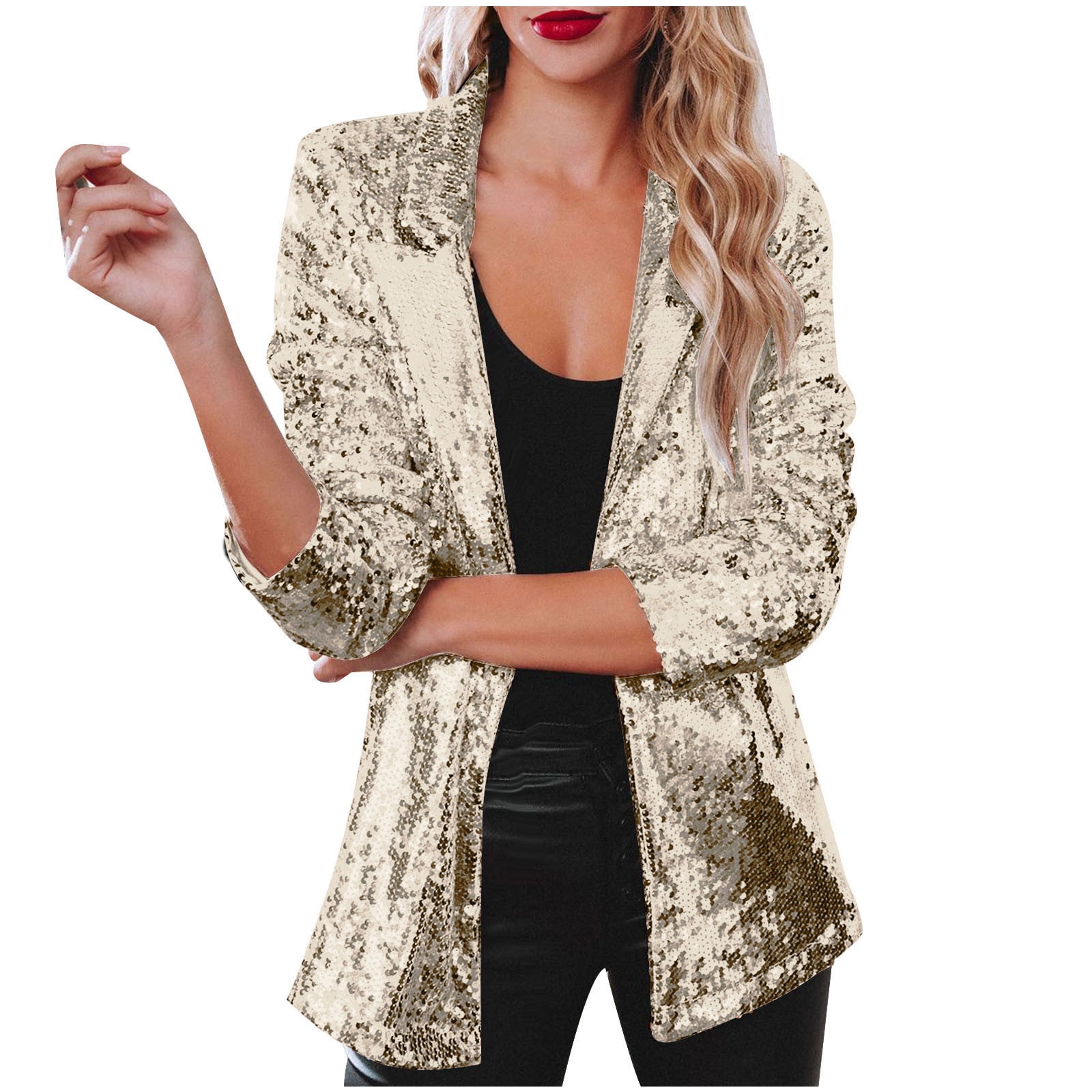 IQYU Glanzende blazer voor dames, zilver: pailletten jas voor dames, gouden blazer, langarm, elegant, cardigan, trenchcoat, stralende kostuumjas, business blazer voor dames - blazerjas - jas, feest IQYU Glanzende blazer voor dames, zilver: pailletten jas voor dames, gouden blazer, langarm, elegant, cardigan, trenchcoat, stralende kostuumjas, business blazer voor dames - blazerjas - jas, feest
