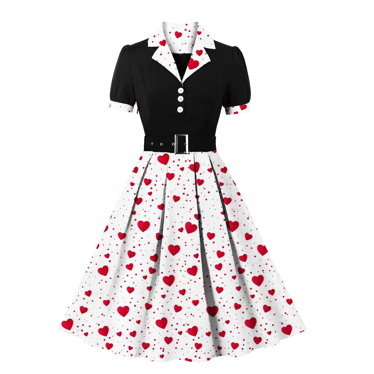 KILLREAL Women's Polka Dot Retro Swing Dress - Vintage Style, Sleeveless, Red Floral - View #6