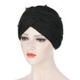 thumbnail image 1 of Herrnalise Women Solid Beading India Hat Muslim Ruffle Cancer Chemo Hat Beanie Wrap Cap, 1 of 2