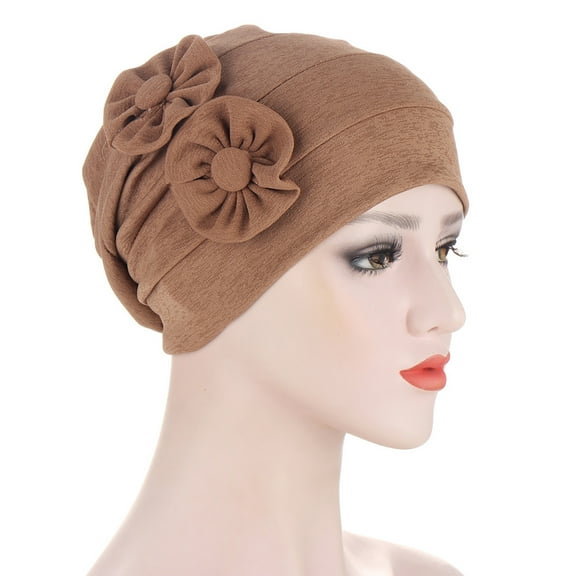 Herrnalise Women Solid Beading India Hat Muslim Ruffle Chemo Hat Beanie Wrap Cap