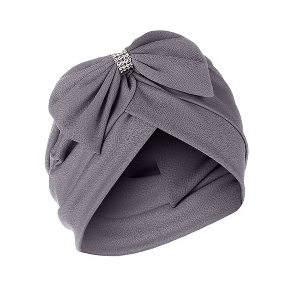 Herrnalise Women Solid Bowknot India Muslim Ruffle Chemo Hat Headwear Head Wraps Turbans Beanie Cap Headwraps