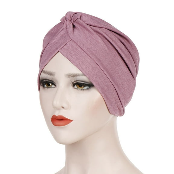 Herrnalise Women Solid India Hat Muslim Ruffle Chemo Beanie Wrap Scarf Cap