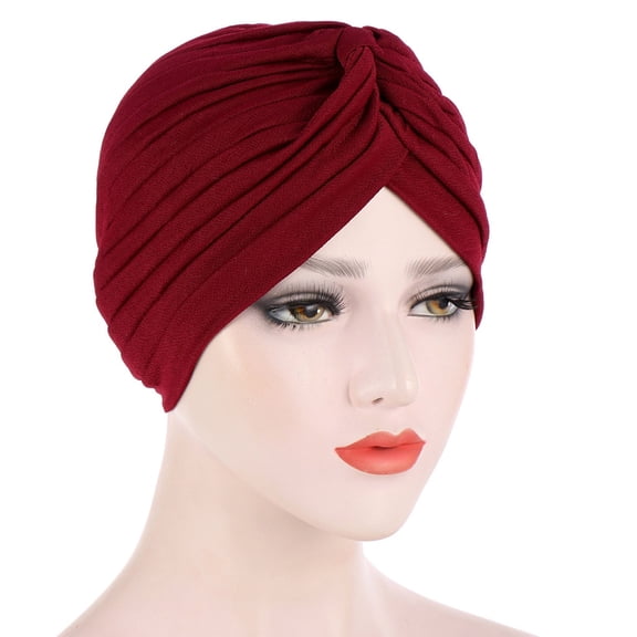 Herrnalise Women Solid India Hat Muslim Ruffle Chemo Hat Beanie Wrap Cap