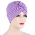 thumbnail image 1 of Herrnalise Women Solid India Hat Muslim Ruffle Chemo Hat Beanie Wrap Cap, 1 of 2