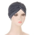 thumbnail image 1 of Herrnalise Women Solid India Muslim Ruffle Chemo Hat Head Wraps Turbans Beanie Cap Headwraps, 1 of 2