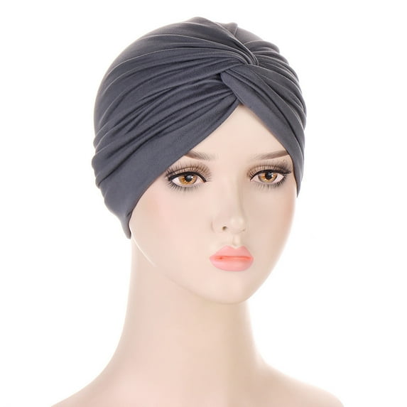 Herrnalise Women Solid India Muslim Ruffle Chemo Hat Head Wraps Turbans Beanie Cap Headwraps