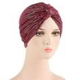 thumbnail image 1 of Herrnalise Women Solid India Muslim Ruffle Chemo Hat Headwear Head Wraps Turbans Beanie Cap Headwraps, 1 of 2