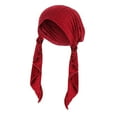 thumbnail image 1 of Herrnalise Women Solid India Muslim Ruffle Chemo Hat Headwear Head Wraps Turbans Beanie Cap Headwraps, 1 of 2