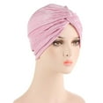 thumbnail image 1 of Holloyiver Women Solid India Muslim Ruffle Chemo Hat Headwear Head Wraps Turbans Beanie Cap Headwraps, 1 of 2