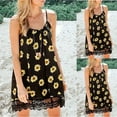 thumbnail image 1 of SDJMa Women Summer Casual T Shirt Dresses Women's Fashion Casual Sunflower Print Lace Splicing Sling Sleeveless Dress, 1 of 7