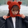 thumbnail image 1 of Herrnalise Women Winter All-Match Warm Woolen Cute Cat Ears Knitted Earmuffs Vintage Hat, 1 of 2