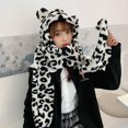 thumbnail image 1 of Herrnalise Women Winter Cute Cow Ear Warm Sweet Plush Scarf With hood Hat Cap, 1 of 6