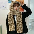 thumbnail image 1 of Herrnalise Women Winter Cute Cow Ear Warm Sweet Plush Scarf With hood Hat Cap, 1 of 3