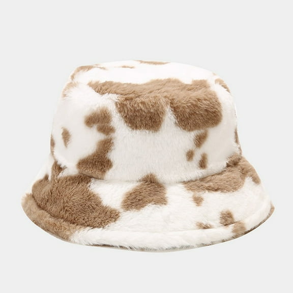 Herrnalise Women Winter Faux Bucket Hat Outdoor Warm Protection Plush Hat