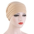 thumbnail image 1 of Herrnalise Women Winter Ruched Warm Solid Muslim Cap Hat Beanie Wrap Scarf Cap, 1 of 2