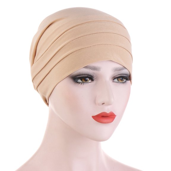 Herrnalise Women Winter Ruched Warm Solid Muslim Cap Hat Beanie Wrap Scarf Cap
