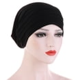 thumbnail image 1 of Herrnalise Women Winter Ruched Warm Solid Muslim Cap Hat Beanie Wrap Scarf Cap, 1 of 2