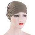 thumbnail image 1 of Herrnalise Women Winter Ruched Warm Solid Muslim Cap Hat Beanie Wrap Scarf Cap, 1 of 2