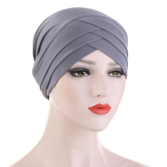 Herrnalise Women Winter Warm Solid Cross Muslim Cap Hat Beanie Wrap Scarf Cap