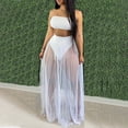 thumbnail image 1 of Herrnalise Women's 2 Piece Maxi Dress Summer Mesh See Though Sexy Beach Strapless Tops and Pleated Maxi Skirts White, 1 of 8