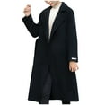 thumbnail image 1 of Herrnalise Women's 2024 Fall Fashion Overcoat Faux Suede Shacket Jacket Lapel Belted Long Trench Coats Black,XXL, 1 of 8