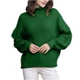 thumbnail image 1 of Herrnalise Women's 2024 Turtleneck Batwing Sleeve Loose Oversized Knitted Pullover Sweater Jumper Tops Green,2XL, 1 of 1