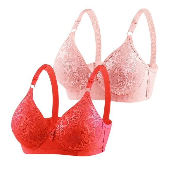 Herrnalise Women's 2PC No Side Effects Underarm and Back-Smoothing Comfort Wireless Lift T-Shirt Bra