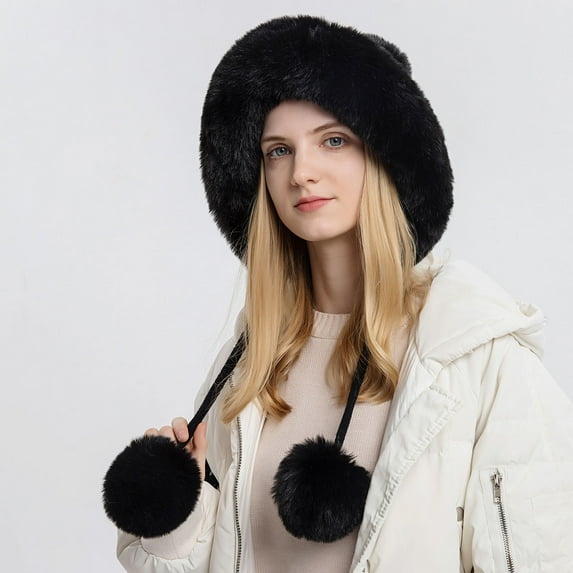 Herrnalise Women's And Winter Pullover Cap, Wool Ball, Outdoor Thickened Plush, Cold Insulation, Solid Color Knitted Hat