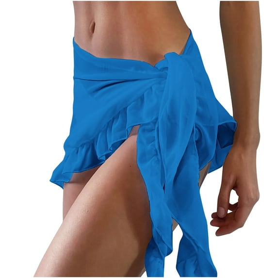 Herrnalise Women's Basic Versatile Stretchy Flared Casual Mini Skater Skirt Women Beach Cover Up Chiffon Skirt Bikini Swimwear Coverup Wrap Towel Swimsuit