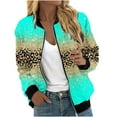 thumbnail image 1 of Herrnalise Women's Bomber Jacket Casual Coat Zip Up Outerwear Windbreaker Floral Prints Overcoat With Pockets Green,XL, 1 of 5