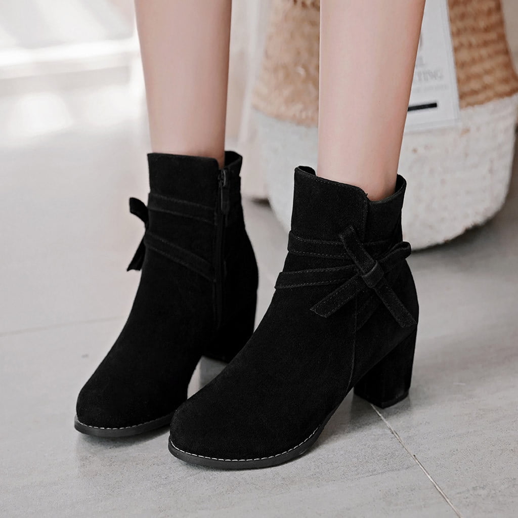 Herrnalise Women's Boots Fashion Thick With Zipper Ankle Boots