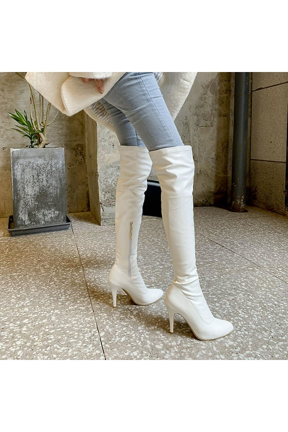 Women's Boots Heel Pointed Toe Side Zipper Fashion Boots Over The Knee Boots clearance under $10 !