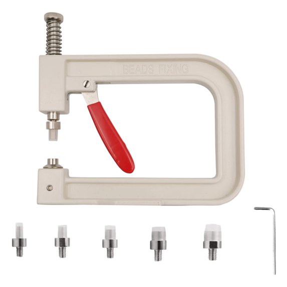 Timagebreze Pearl Setting Machine Manual Nailed Bead Machine DIY Tools Pearl Beads Set Craft Pearl Decoration with 5 Molds