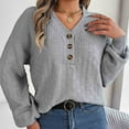 thumbnail image 1 of Herrnalise Women's Cable Cropped Sweater Long Sleeve Crewneck Pullover Knit Jumper Top Gray,M, 1 of 1