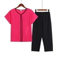 thumbnail image 1 of Herrnalise Women's Capri Pajama Sets Plus Size Sleepwear Top with Capri Pants 2 Piece Loungewear Set For 2XL, 1 of 3
