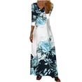 thumbnail image 1 of Herrnalise Women's Casual V-Neck Button Mid-Length Sleeve Printed Long Dresses S-4XL, 1 of 6
