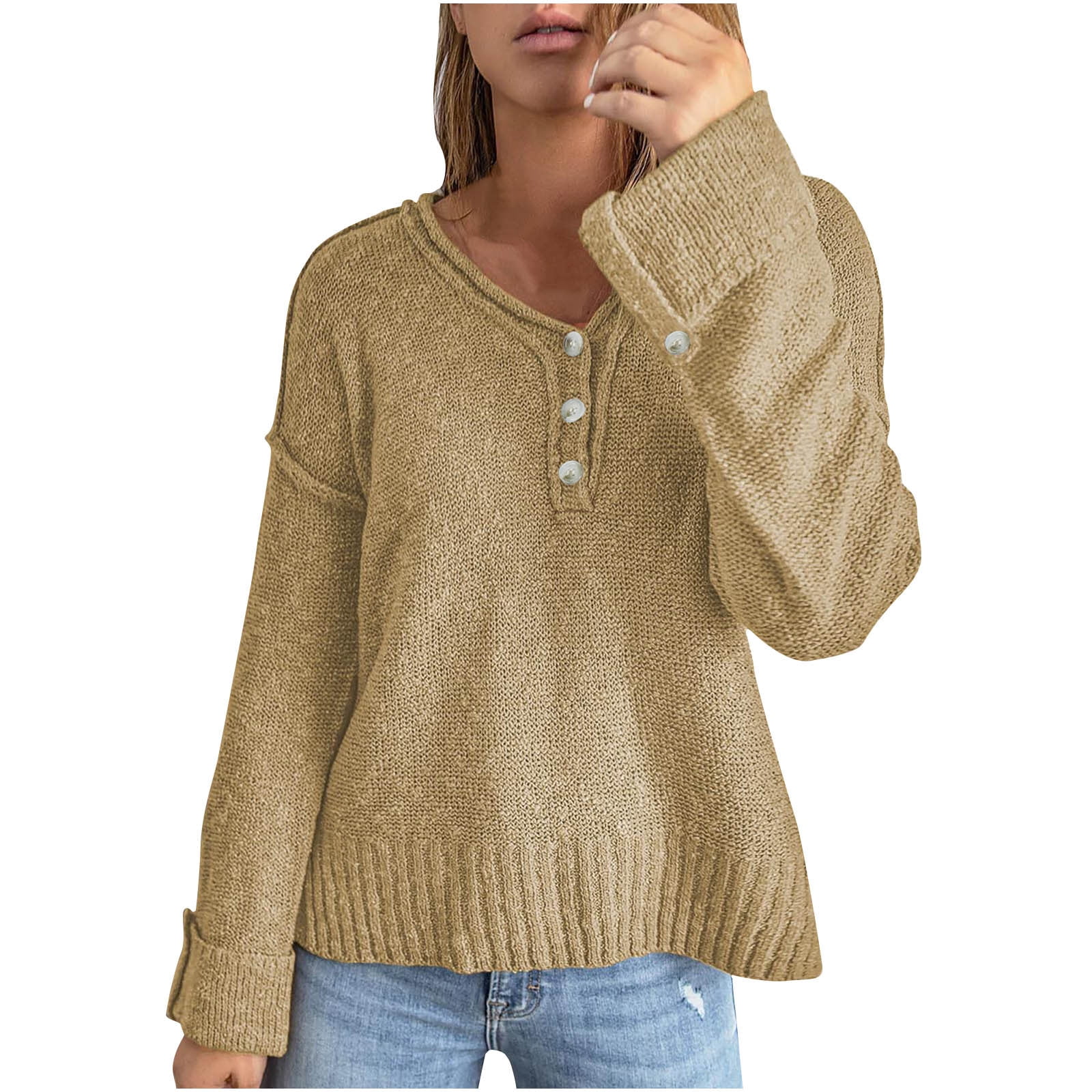 Women High Neck Cotton Loose Sweater