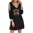 thumbnail image 1 of Herrnalise Women's Christmas Printed Sexy V-Neck Strapless Dresses S-3XL, 1 of 7