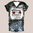 thumbnail image 1 of Herrnalise Women's Classic-Fit 100% Cotton Short-Sleeve T-Shirt Women Casual Print Christmas Loose Short Sleeve V-Neck Tops, 1 of 5