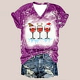thumbnail image 1 of Herrnalise Women's Classic-Fit 100% Cotton Short-Sleeve T-Shirt Women Casual Print Christmas Loose Short Sleeve V-Neck Tops, 1 of 5
