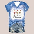thumbnail image 1 of SDJMa Women's Classic-Fit 100% Cotton Short-Sleeve T-Shirt Women Casual Print Christmas Loose Short Sleeve V-Neck Tops, 1 of 5