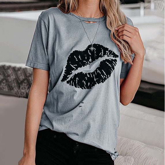 SDJMa Women's Classic-Fit 100% Cotton Short-Sleeve T-Shirt Women Fashion Casual Print Short Sleeve Loose Tops T-shirt Blouse