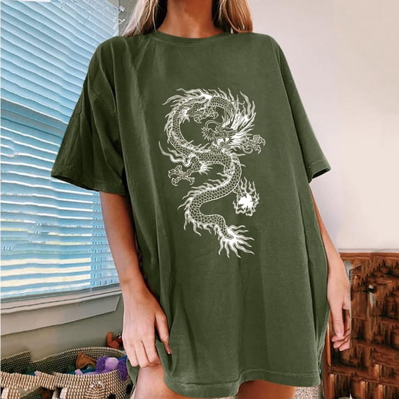 Herrnalise Women's Classic-Fit 100% Cotton Short-Sleeve T-Shirt Women Fashion Printing O-Neck Loose Short Sleeve T-shirt Top Blouse Pullover