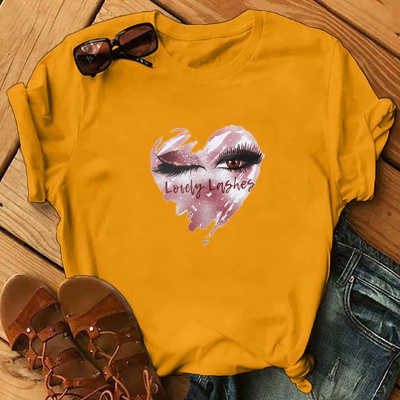 SDJMa Women's Classic-Fit 100% Cotton Short-Sleeve T-Shirt Women Letter Printing Short Sleeve Shirt Casual Tops Blouse